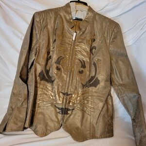 Leather jacket with tiger face